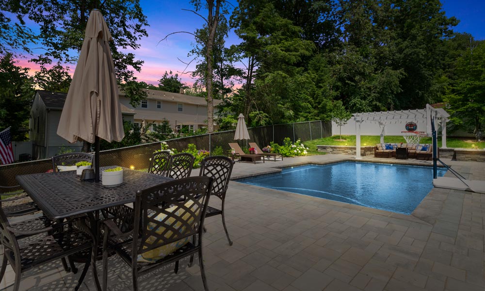 swimming pool at night